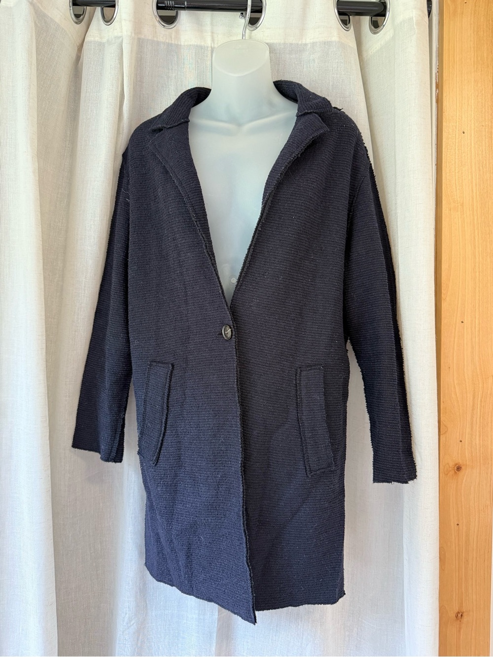 Zara Basic Ribbed Long Single-Button black Cardigan Coat jacket